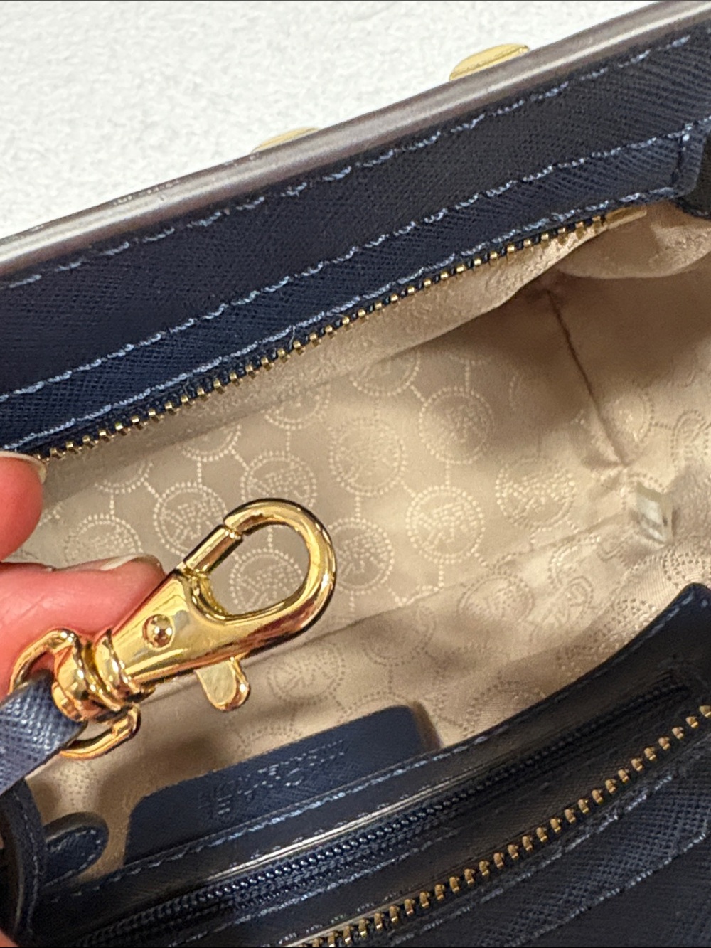 Michael Kors Navy blue small Crossbody with Gold Stud Accents - Picture 12 of 16